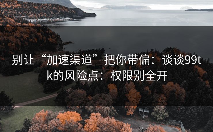 别让“加速渠道”把你带偏：谈谈99tk的风险点：权限别全开
