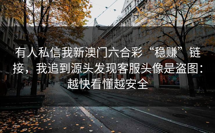 有人私信我新澳门六合彩“稳赚”链接，我追到源头发现客服头像是盗图：越快看懂越安全