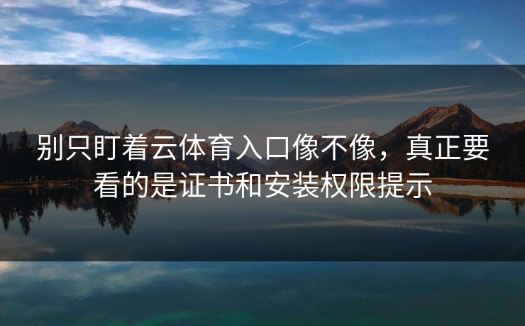 别只盯着云体育入口像不像，真正要看的是证书和安装权限提示
