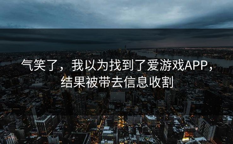 气笑了，我以为找到了爱游戏APP，结果被带去信息收割