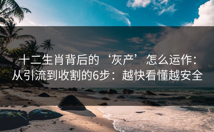 十二生肖背后的‘灰产’怎么运作：从引流到收割的6步：越快看懂越安全