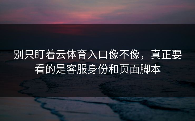 别只盯着云体育入口像不像，真正要看的是客服身份和页面脚本