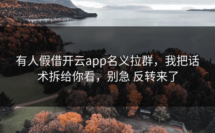 有人假借开云app名义拉群，我把话术拆给你看，别急 反转来了