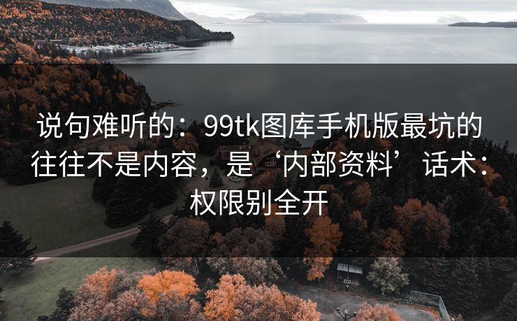 说句难听的：99tk图库手机版最坑的往往不是内容，是‘内部资料’话术：权限别全开