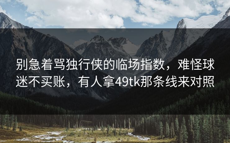 别急着骂独行侠的临场指数，难怪球迷不买账，有人拿49tk那条线来对照